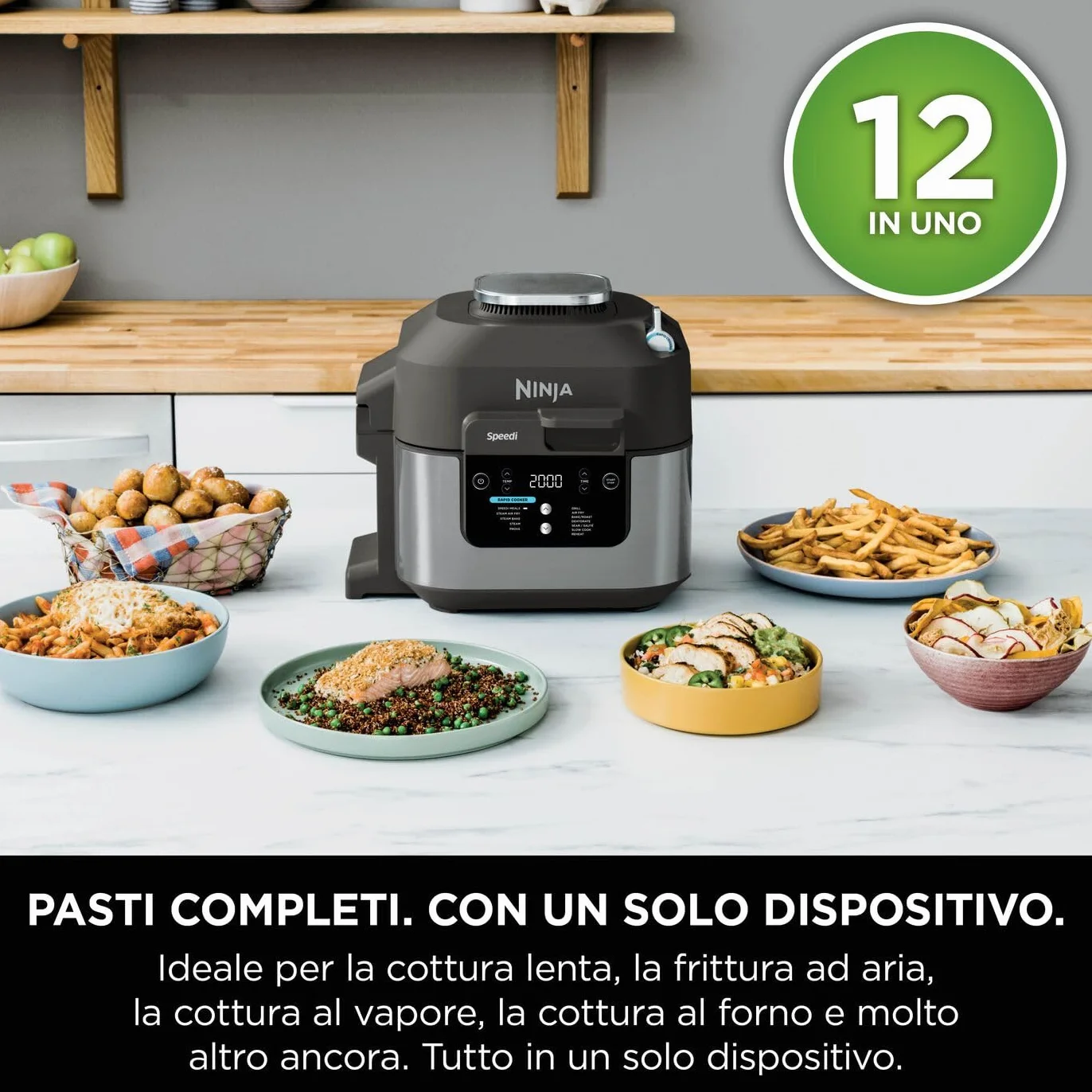 Ninja Speedi Pentola Elettrica Rapida 10 in 1 Friggitrice ad Aria 5,7L Nero ON500EU