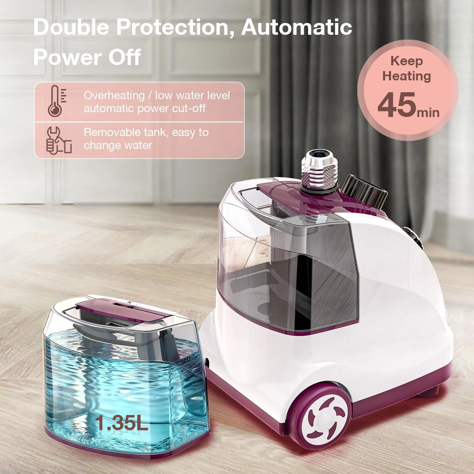 Cozary Ferro da Stiro Verticale Professionale 1950W, Serbatoio 1.35L, 11 Funzioni Vapore