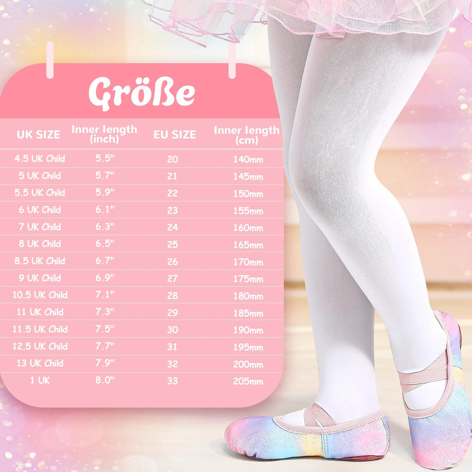 Scarpe da Balletto Bambina Brillantini Suola Divisa Senza Cravatta Danza