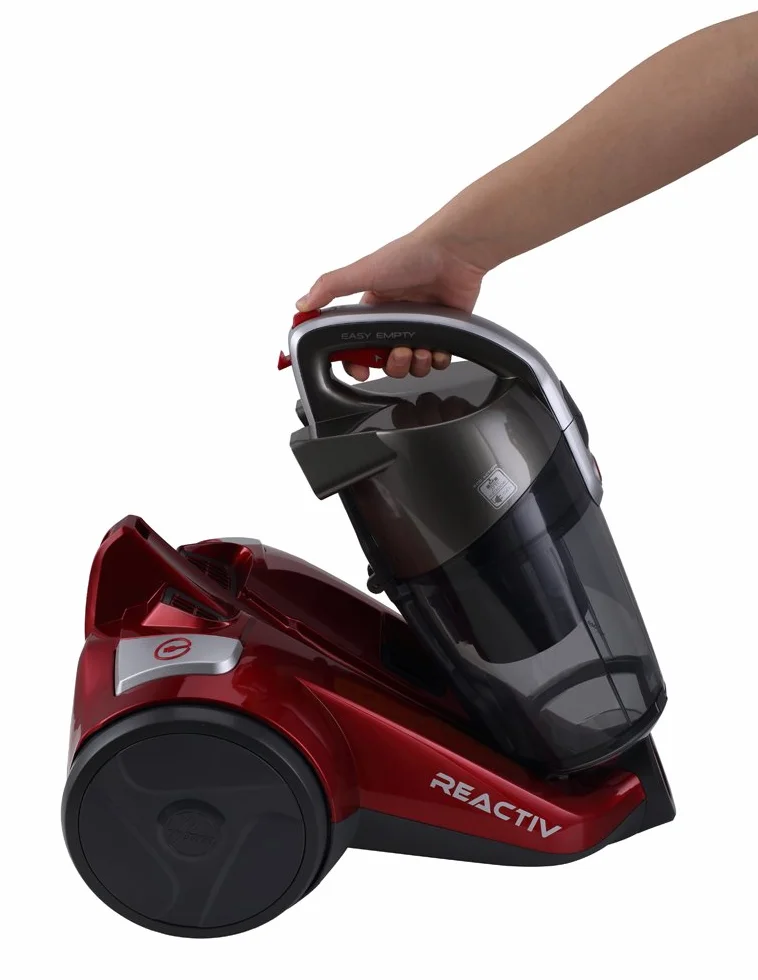 Hoover REACTIV RC81_RC25011 Aspirapolvere a Traino Senza Sacco, 800W, 2 Litri, 75 dBA, Ciclonico, Filtro Epa, Spazzola Parquet, Mini Turbo Spazzola, Rosso
