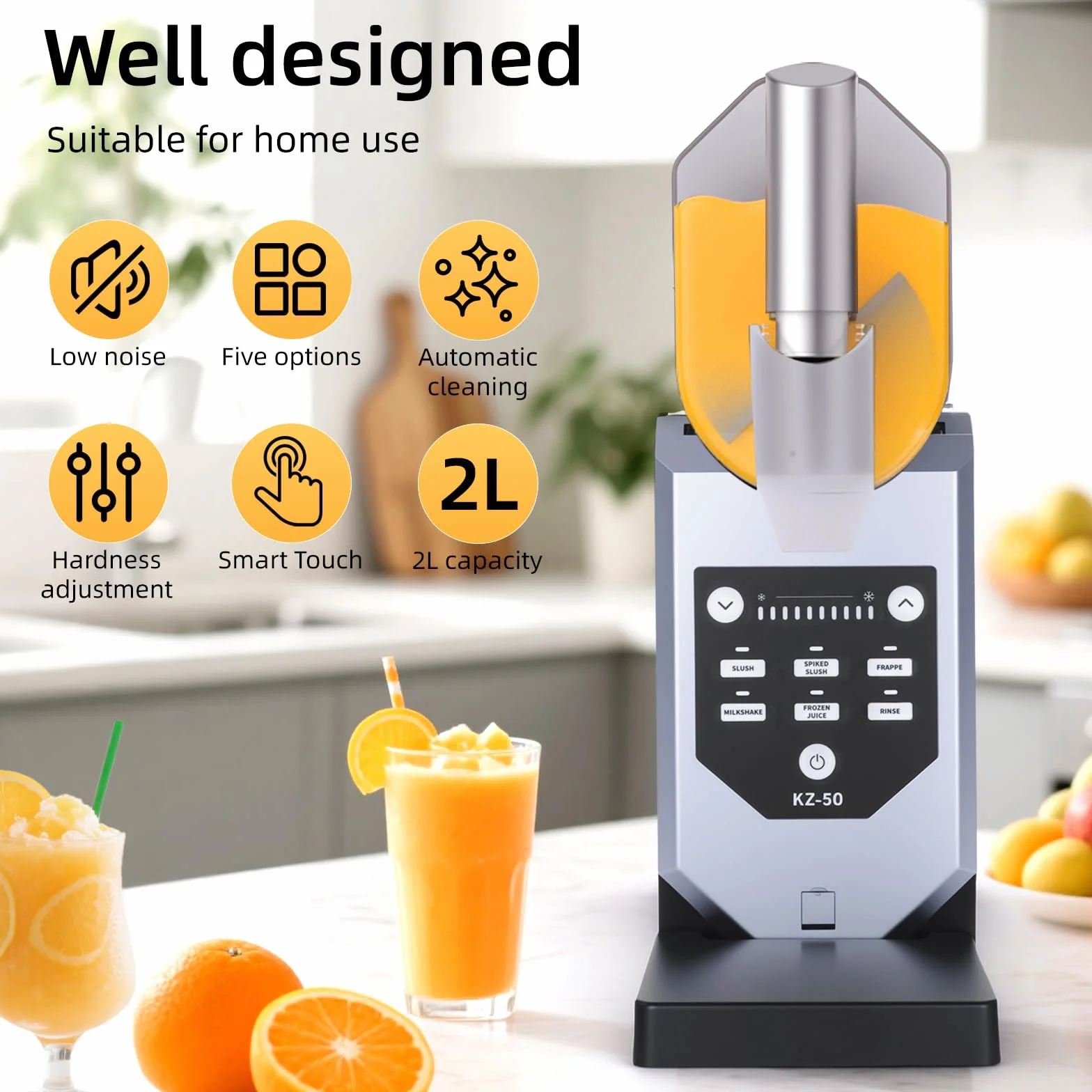 Macchina per Granita Elettrica 2,0L 220W, 5 Modalità, Tattile, per Sorbetto e Bevande