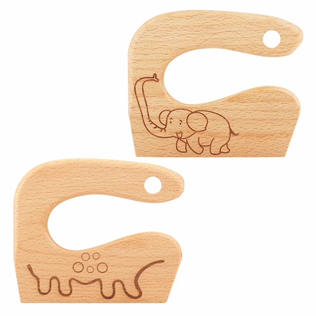 Set Coltelli Cucina per Bambini, 2 Pezzi, Carino Forme Coltelli Per Bambini Coltello, Giocattolo Coltelli per Bambini Antitaglio, Ln Legno Set Coltelli da Cucina, Tagliare E Cucinare Frutta O Verdura