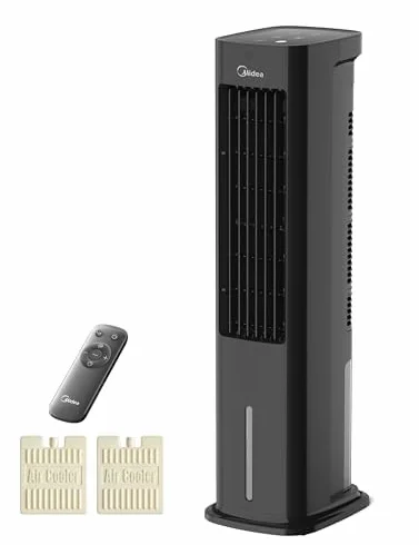 Midea Silent Air Cooler Pro 4 in 1 condizionatore portatile silenzioso: refrigeratore d'aria, ventilatore a torre, umidificatore e purificatore d'aria, con telecomando, serbatoio dell'acqua da 5 l
