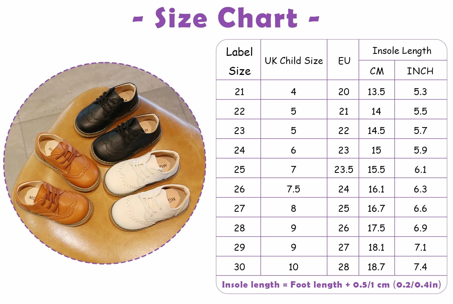 Panegy Scarpe Bambini Bambina in PU Pelle Scarpine Stringate Basse Eleganti Leggere Scarpette Brogue Casual con Suola Moribida per Suola Festa Matrimonio