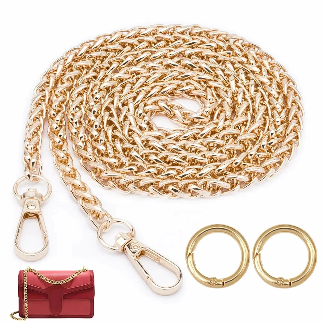Catena per Borsa a Tracolla 120cm Oro con 2 Chiusure Aragosta Sostituzione Satchel