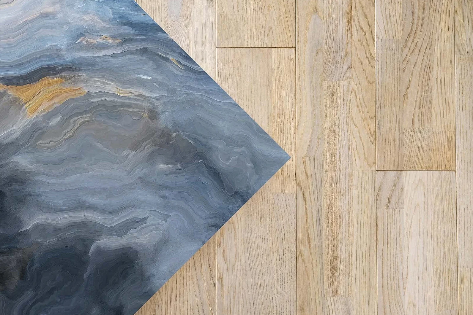 Panorama Tappeto Vinile - Modello Marmo Blu e Arancio 80x300 cm - Varie Dimensioni - Tappetino Lavabile per la Cucina - Passatoia PVC Antiscivolo