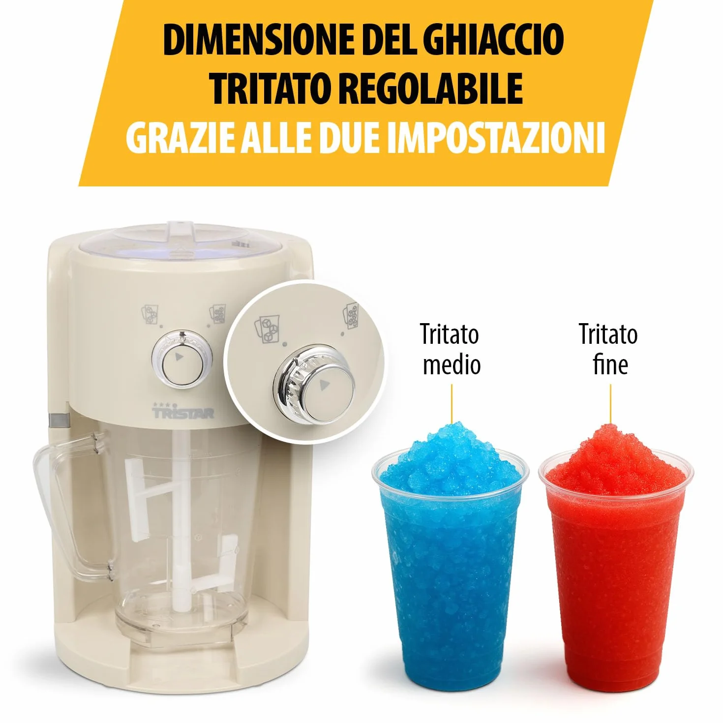 Macchina per granite Tristar KD-7310 2 dimensioni ghiaccio tritato 250g/min 1,1L 600ml