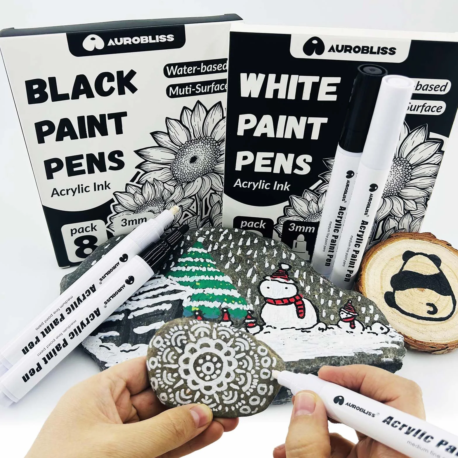 Pennarello Bianco Acrilico 2-3mm 8 Pezzi, Pennarello Indelebile Bianco per Pneumatici Plastica Vetro Metalli Legno Sassi Kit