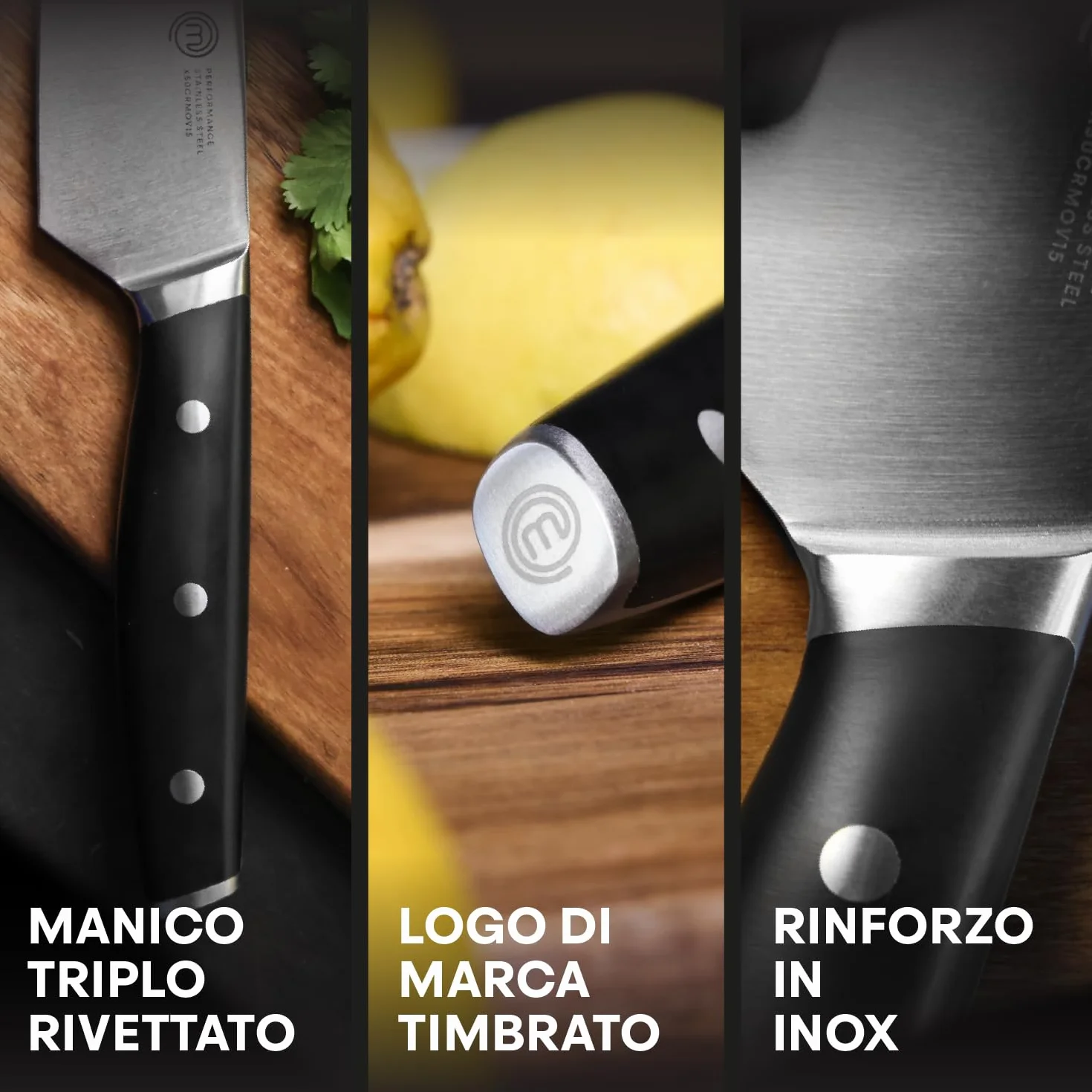 MasterChef Set Coltelli da Cucina Professionali Acciaio Inossidabile, 5 Pezzi