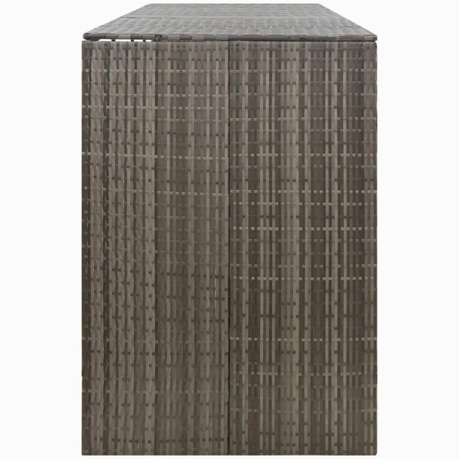 Copribidoni Spazzatura Esterno, Bidoni Spazzatura Esterno, Contenitori Rifiuti Esterno, Porta Bidoni Spazzatura Esterno 4 Bidoni, Copribidone Quadruplo, in Polyrattan Grigio 274x80x117 cm