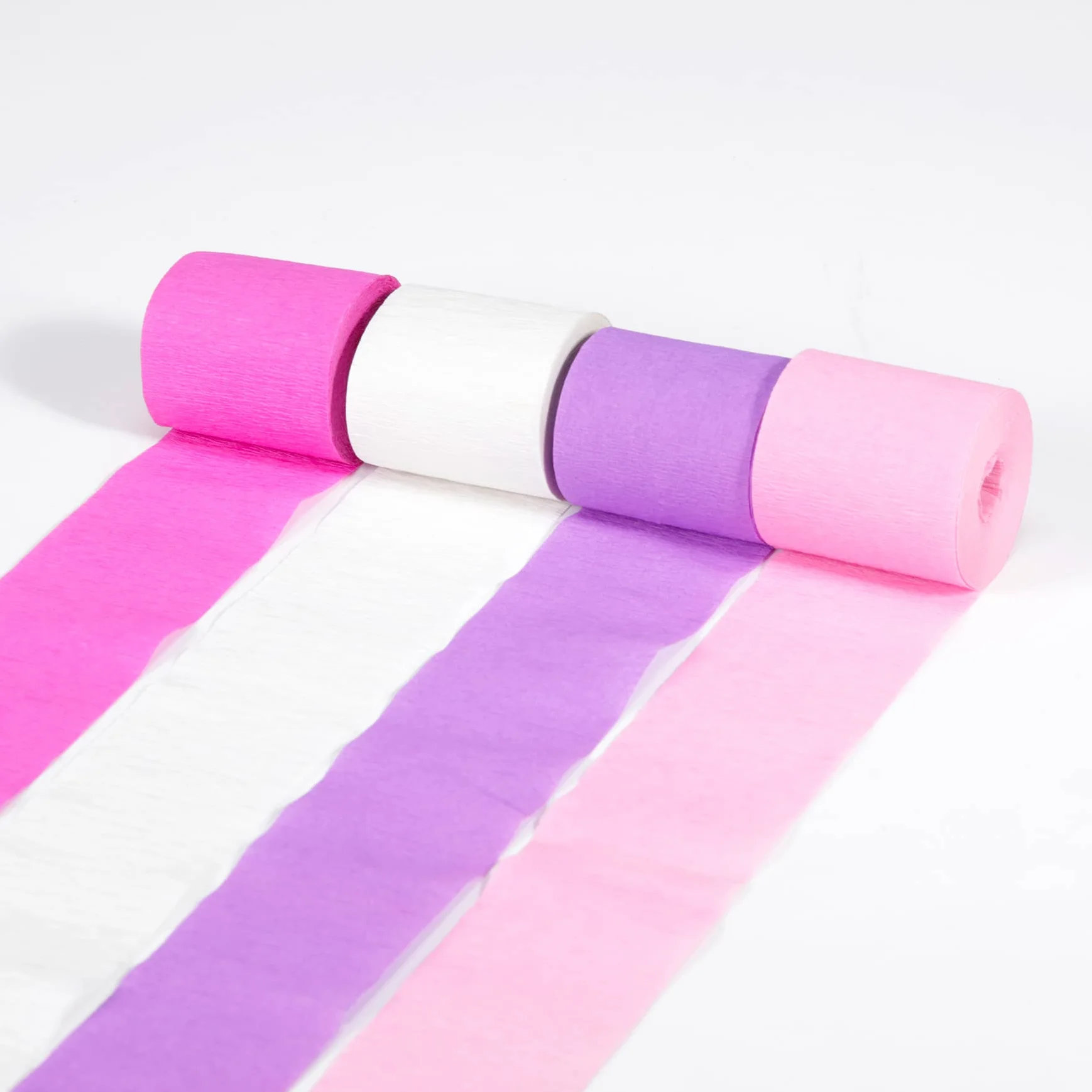 Clairefontaine Zestaw 4 taśm papieru krepowego ognioodpornego 5 cm x 10 m niepalny mix różowy 4 kolory DIY