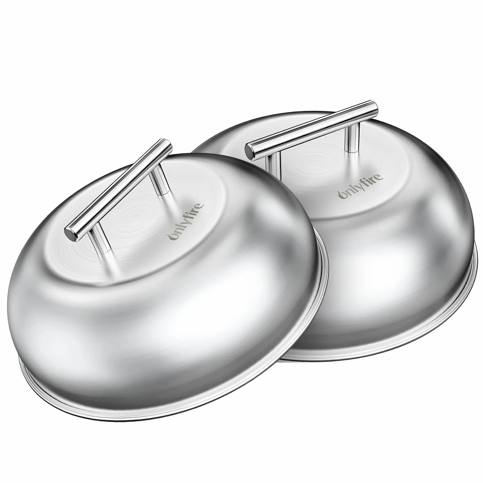 Onlyfire 2 Pezzi Coperchio per Hamburger, Copertura per Barbecue in Acciaio Inox per Griglia e Campeggio All'aperto, Cupola per La Fusione del Formaggio, 23×23×7 cm