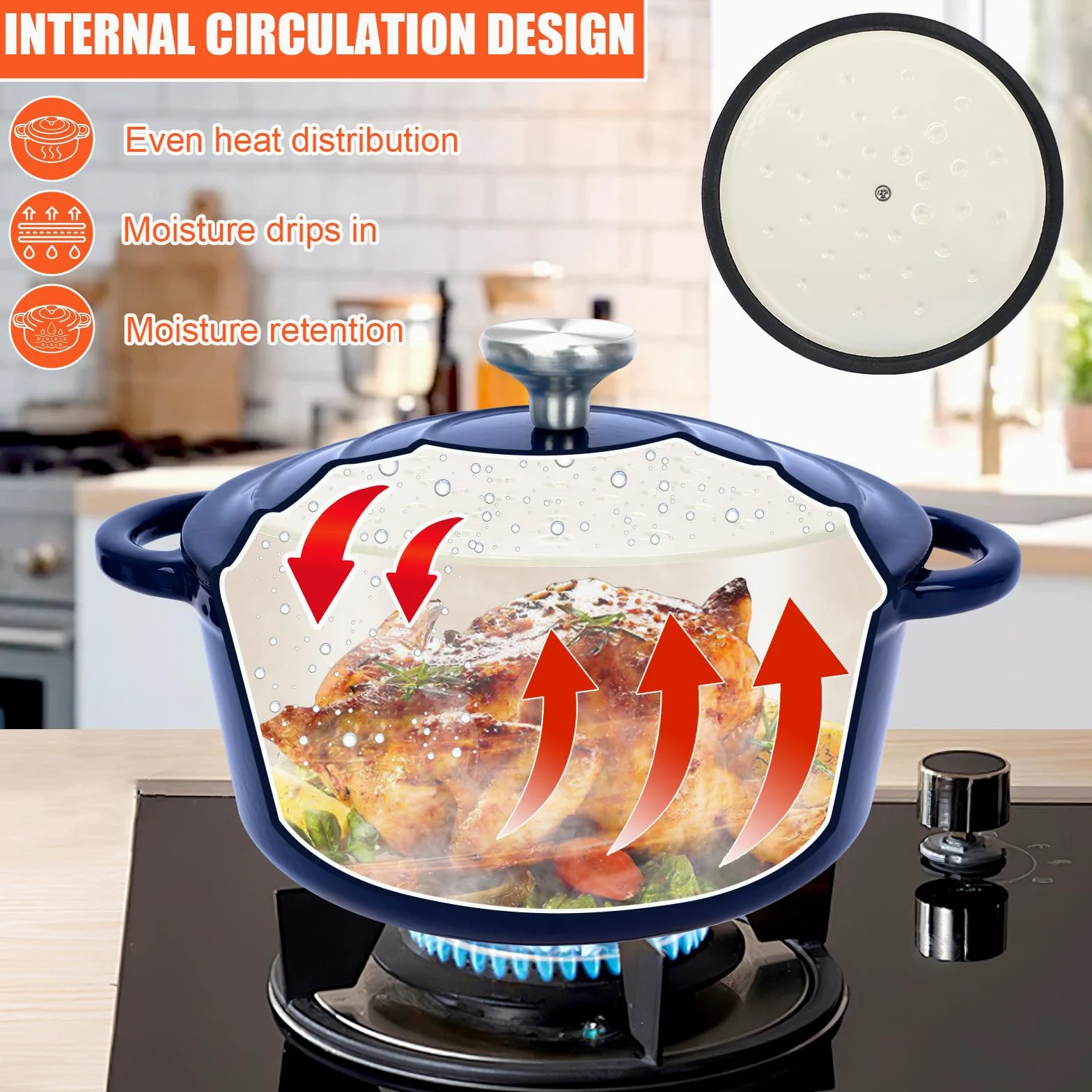 GFTIME Set di Pentole in Ghisa Smaltata – Set da 8 Pezzi Antiaderente di Casseruole e Padelle con Coperchi, Forno Olandese, Padella, Casseruola per Tutti i Tipi di Piani Cottura, Ideale per la Cottura