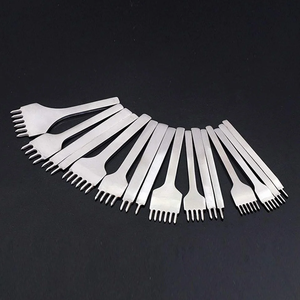 Set di 4 punzoni per la pelle, con punte da 1/2/4/6 punzoni per la pelle, kit di strumenti per cucito fai da te, set di scalpelli per allacciatura con diamanti (5 mm)