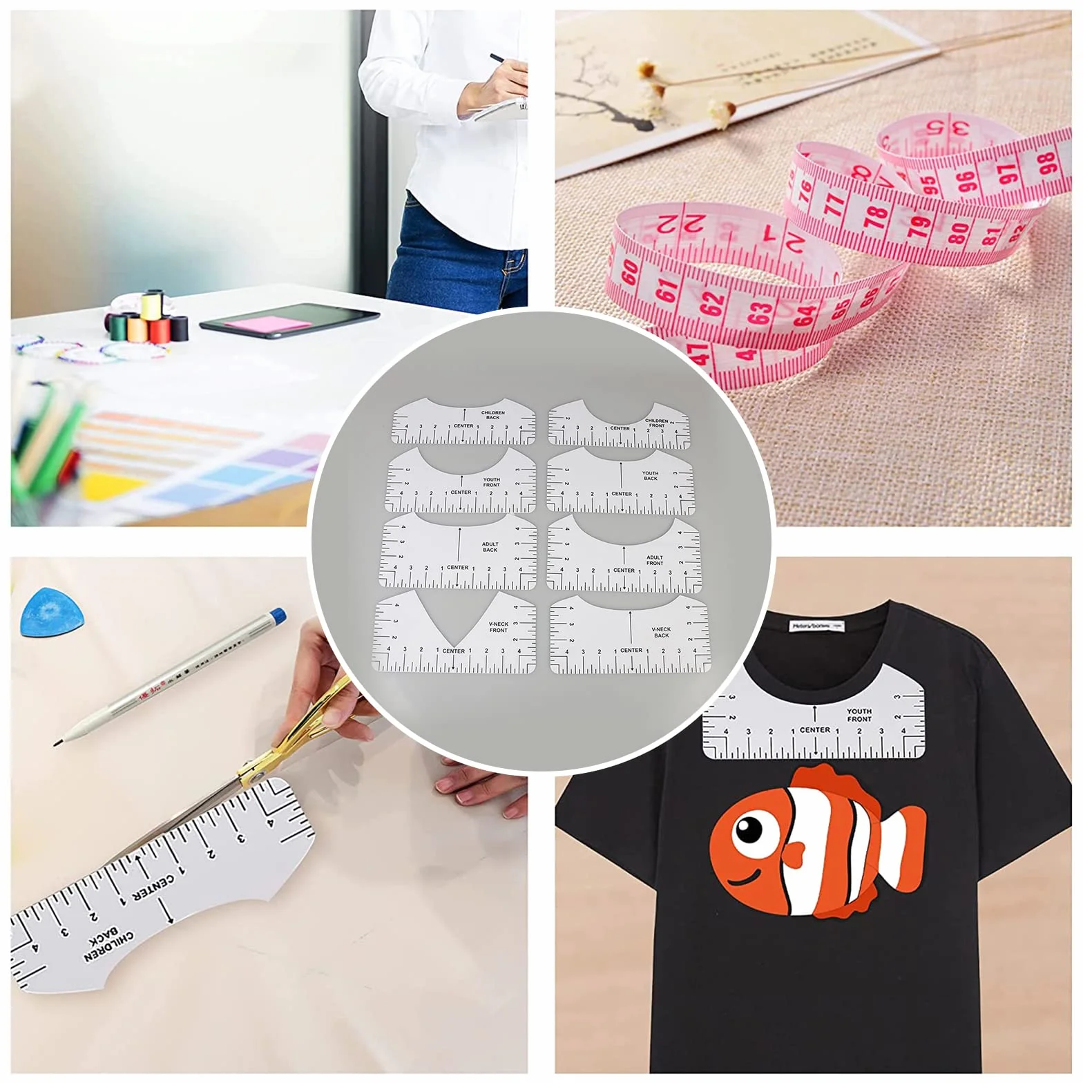 T-shirt Righello di Allineamento Guida per Posizionamento Misura