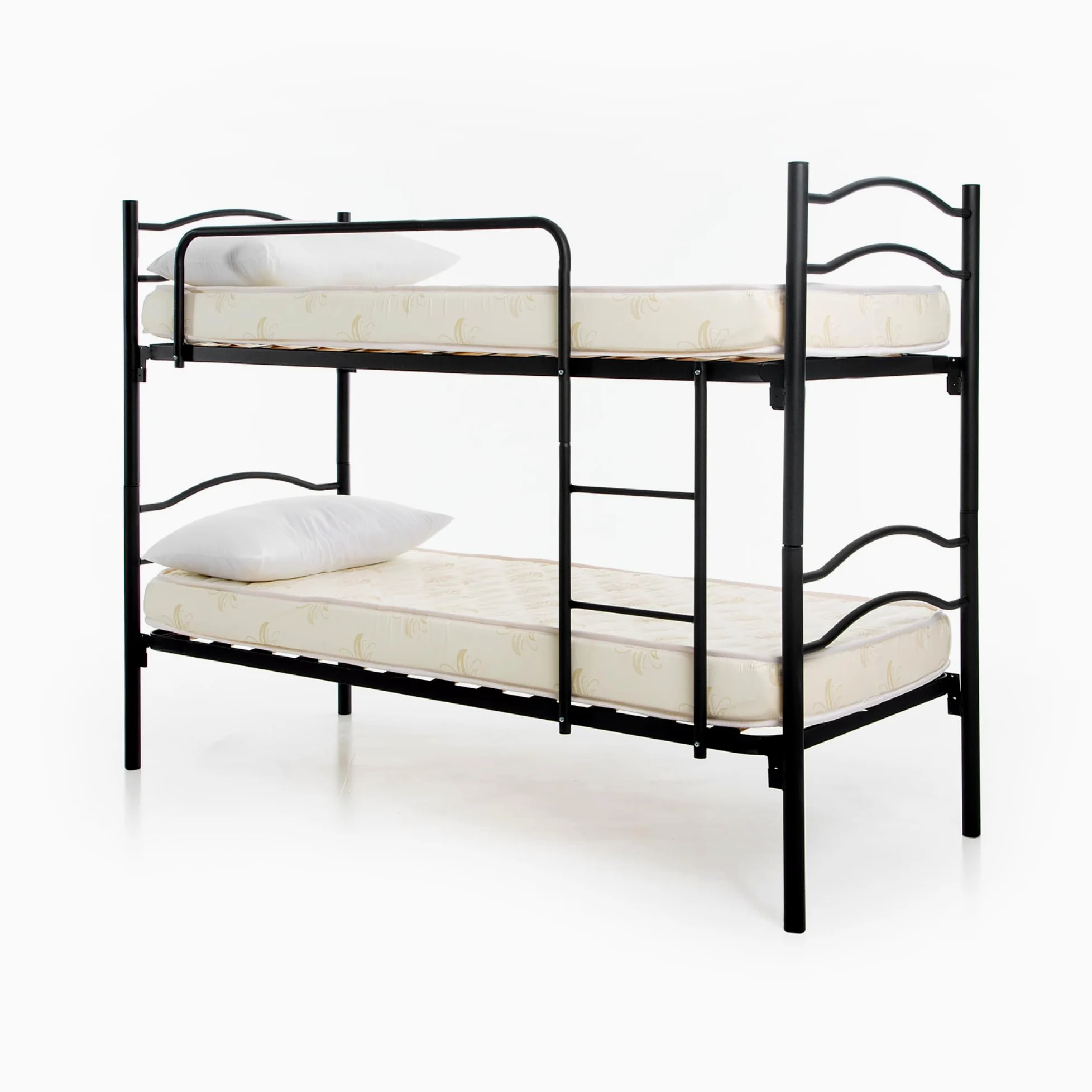 DOLCI SOGNI Letto a Castello per Adulti e Bambini Scomponibile in 2 Letti Singoli (Struttura + Materasso E Cuscino Nero)