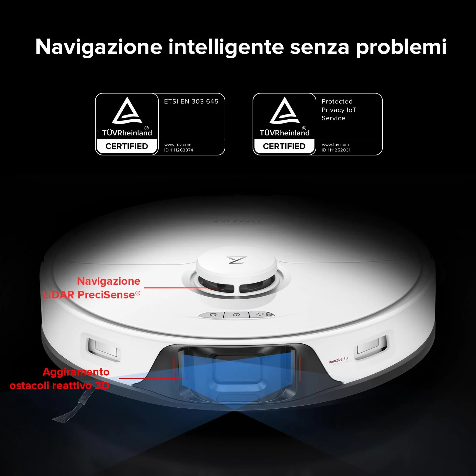 Roborock S8 Pro Ultra Robot Aspirapolvere Lavapavimenti, 6000Pa, Reattivo 3D (Ricondizionato)