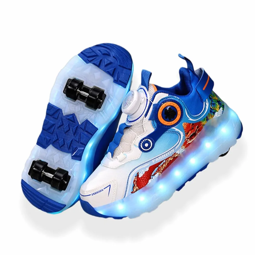 ENEN Sportive Scarpe da Skateboard 4 Ruote LED Luci Bambina Bambino Sneakers Outdoor Multisport