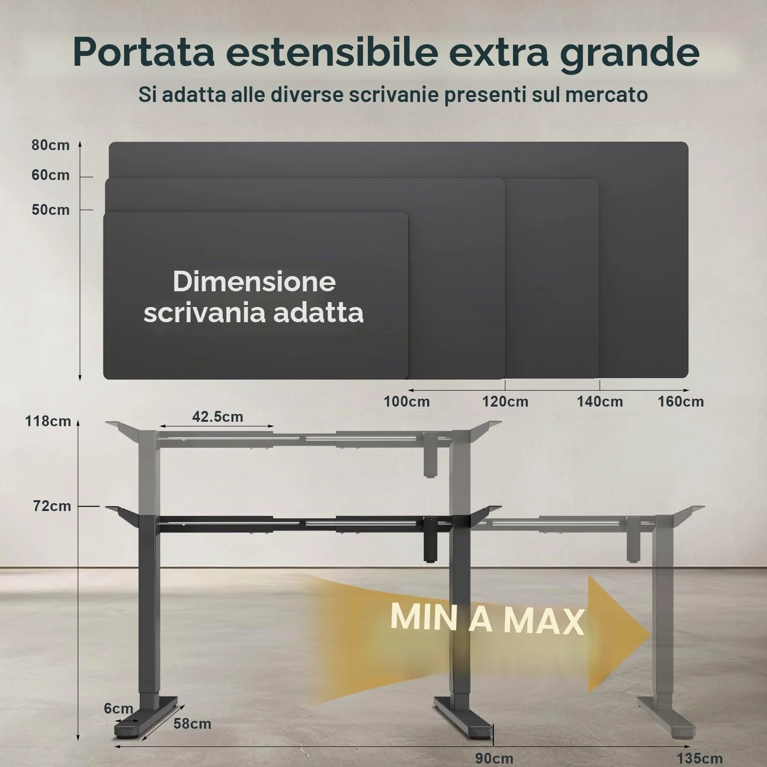 Flamaker Scrivania Regolabile in Altezza da 73 cm a 122 cm con Tasti di Memoria e Funzione di Protezione Contro le Collisioni, Nero | Telaio della Scrivania Elettrica Regolabile in Altezza con Tasti di Memoria e Funzione di Protezione Contro le Collisioni