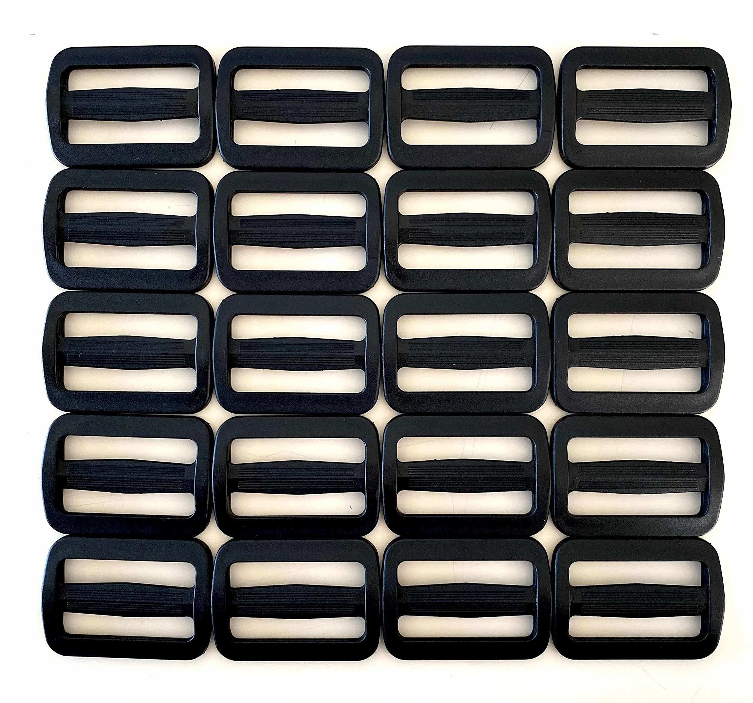Fibbie Passanti in Plastica a Doppia Entrata 40 mm Nero – 20 Pezzi per Zaini e Borse