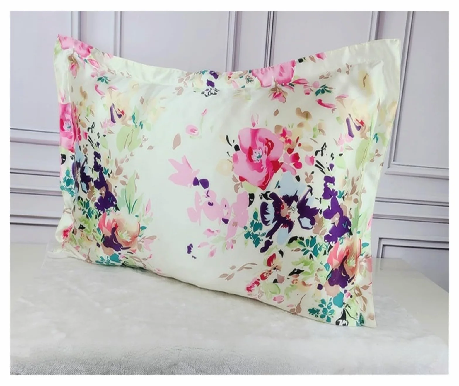 Federa in seta da 19 mm, federa in raso stampata con chiusura a busta, per letto standard, queen e king size, lussuosa per capelli e pelle (9,48 x 74 cm)