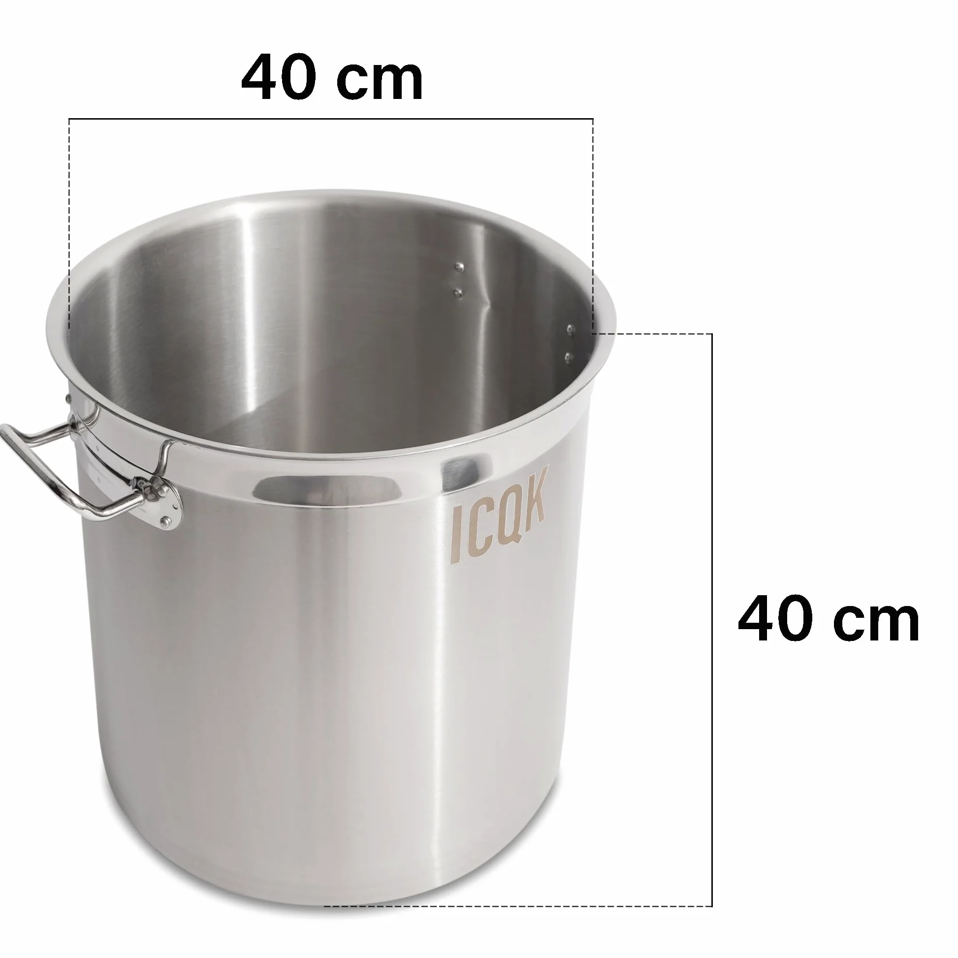 Pentola in Acciaio Inox 50 L, Coperchio Incluso, ⌀40 cm, Con Bordo A Versare, Compatibile con Induzione, Elettrico, Ceramica, Gas, Fondo Triplo Strato, Manici in Acciaio, Assistenza ITALIA