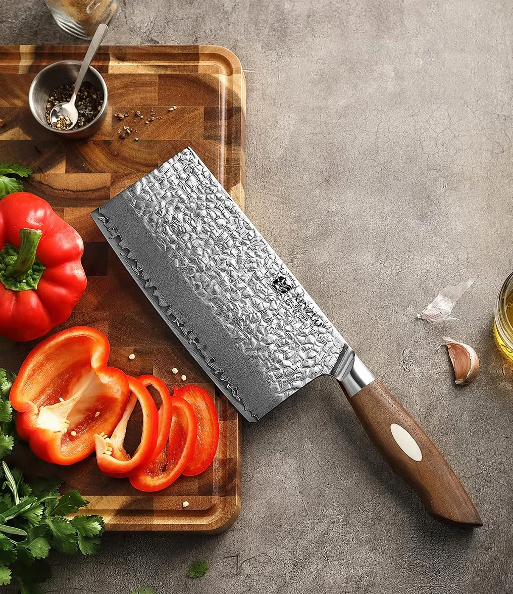 Coltello a Mannaia Damasco AUS-10 18.3cm - XINZUO Acciaio Giapponese