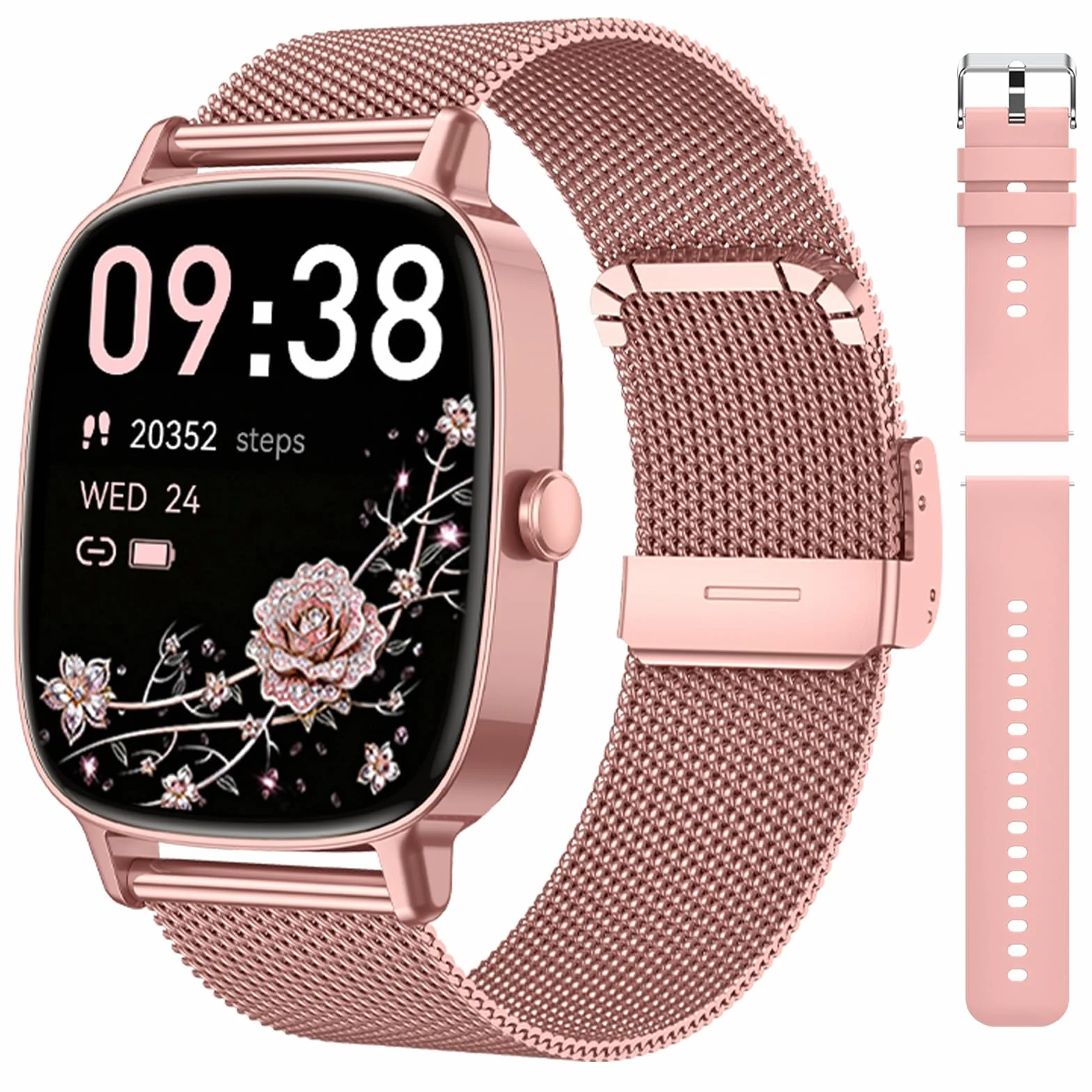 coioc Smartwatch Donna,2 Cinturini,Risposta/Effettuazione Chiamate,Schermo Ultra Nitido1.85'' HD,Fitness Tracker Frequenza Cardiaca/Sonno/SpO2,Compatibile IOS/Android,120+Modalità Sportive,IP68