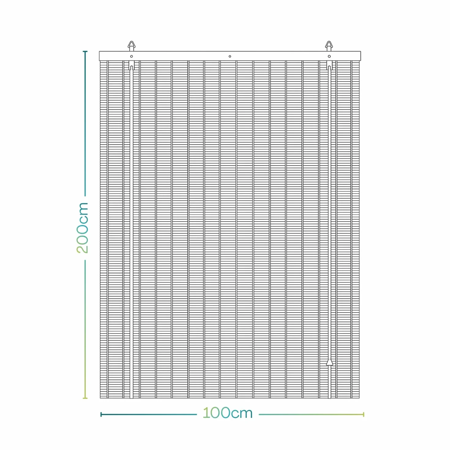 Virsus 1 Tapparella a rullo in Bambù Avvolgibile 6913, Tenda da sole in bamboo naturale colore Legno chiaro, arrotolamento carrucola per porte finestre Interni ed Esterni Varie Dimensioni (100x200 cm)
