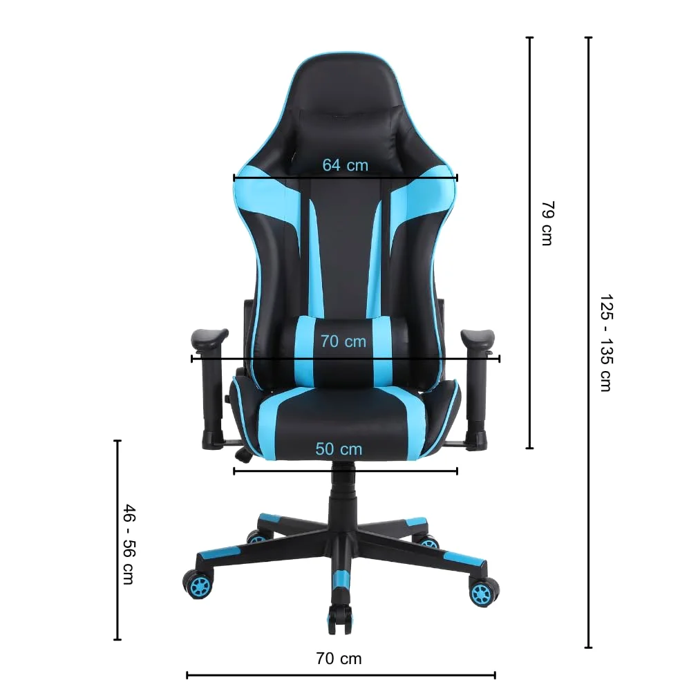 Sedia da Gaming Massimo Comfort e Stile RAPTOR Schienale Reclinabile Altezza Regolabile con Braccioli Poggiatesta Supporto Lombare Poltrona Playstation (Nero/Blu)