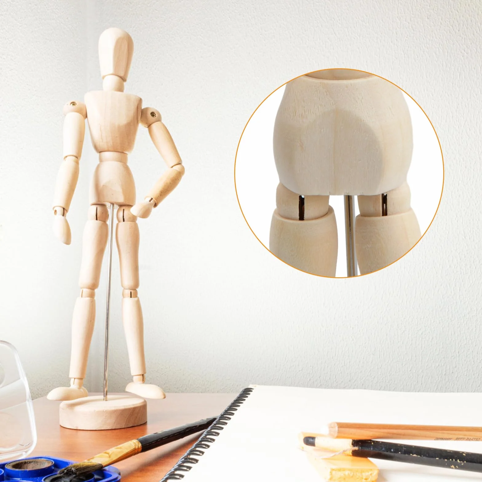Manichino in Legno per Artista da Disegno, Flessibile, Figura Bambola 20 cm
