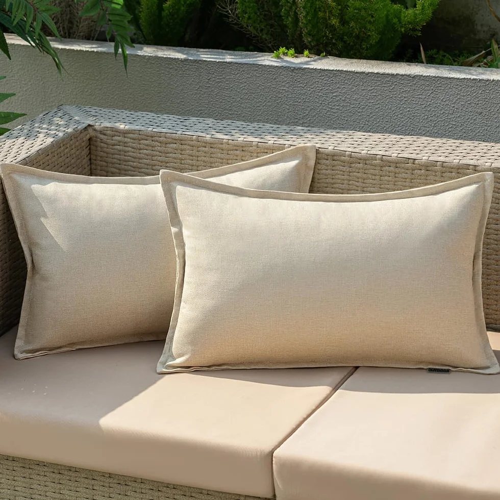 Federe Cuscini Impermeabili per Divano in Lino 30x50cm 2 Pezzi Beige