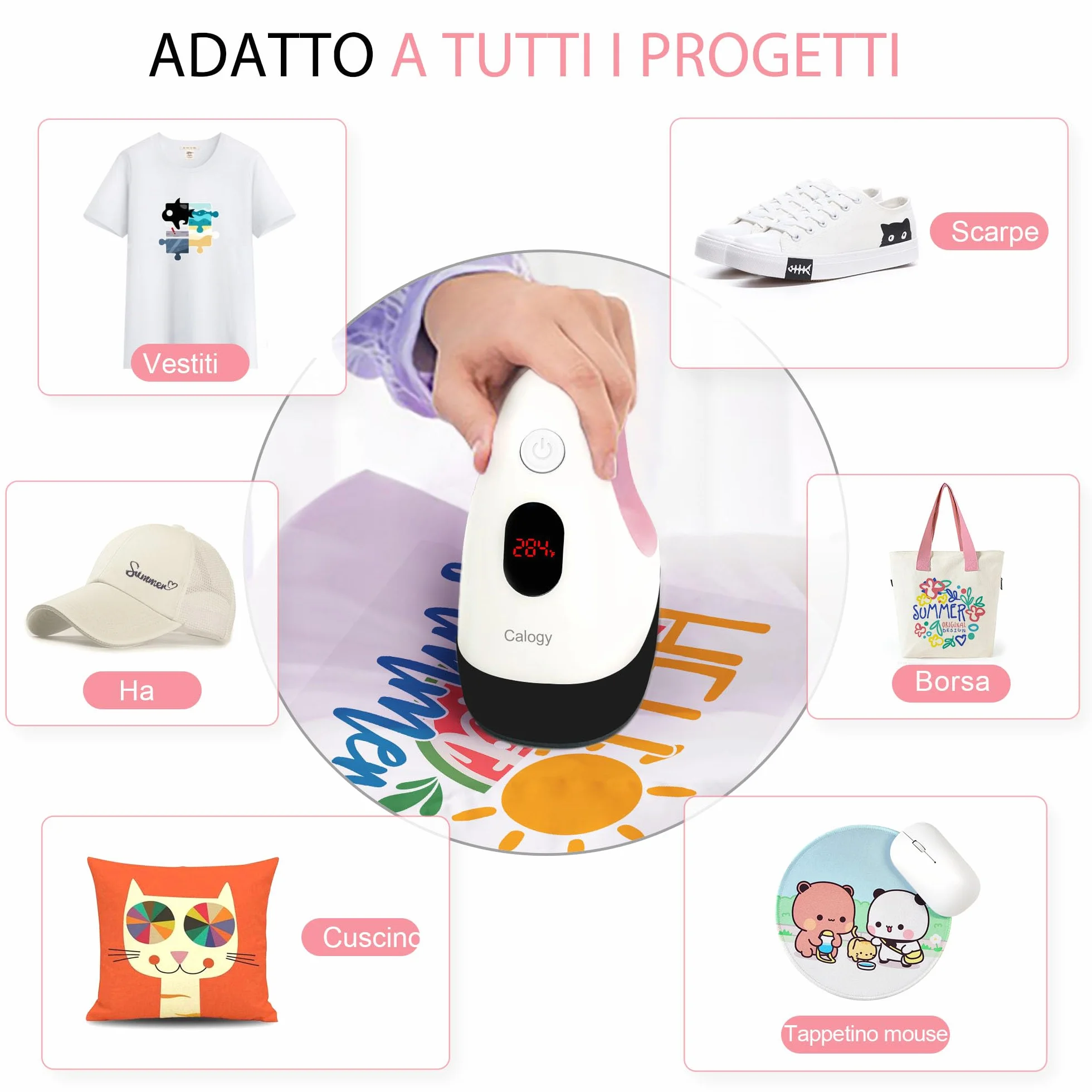 Calogy Pressa a Caldo Mini Termopressa per Magliette Controllo Costante Temperatura Macchina per Trasferimento Termico Base Sicurezza Isolata