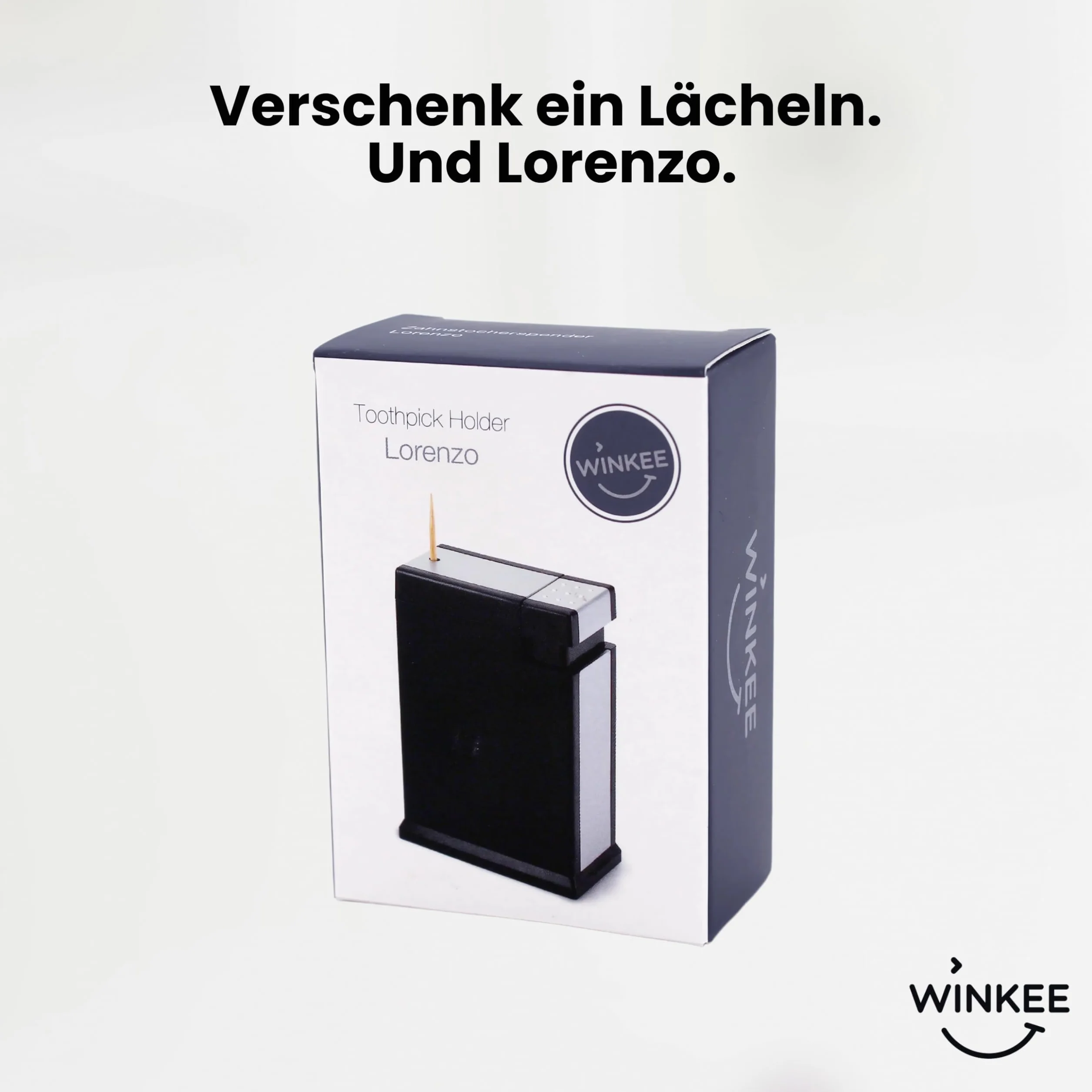 Winkee Lorenzo Dispenser per Stuzzicadenti Automatico Nero