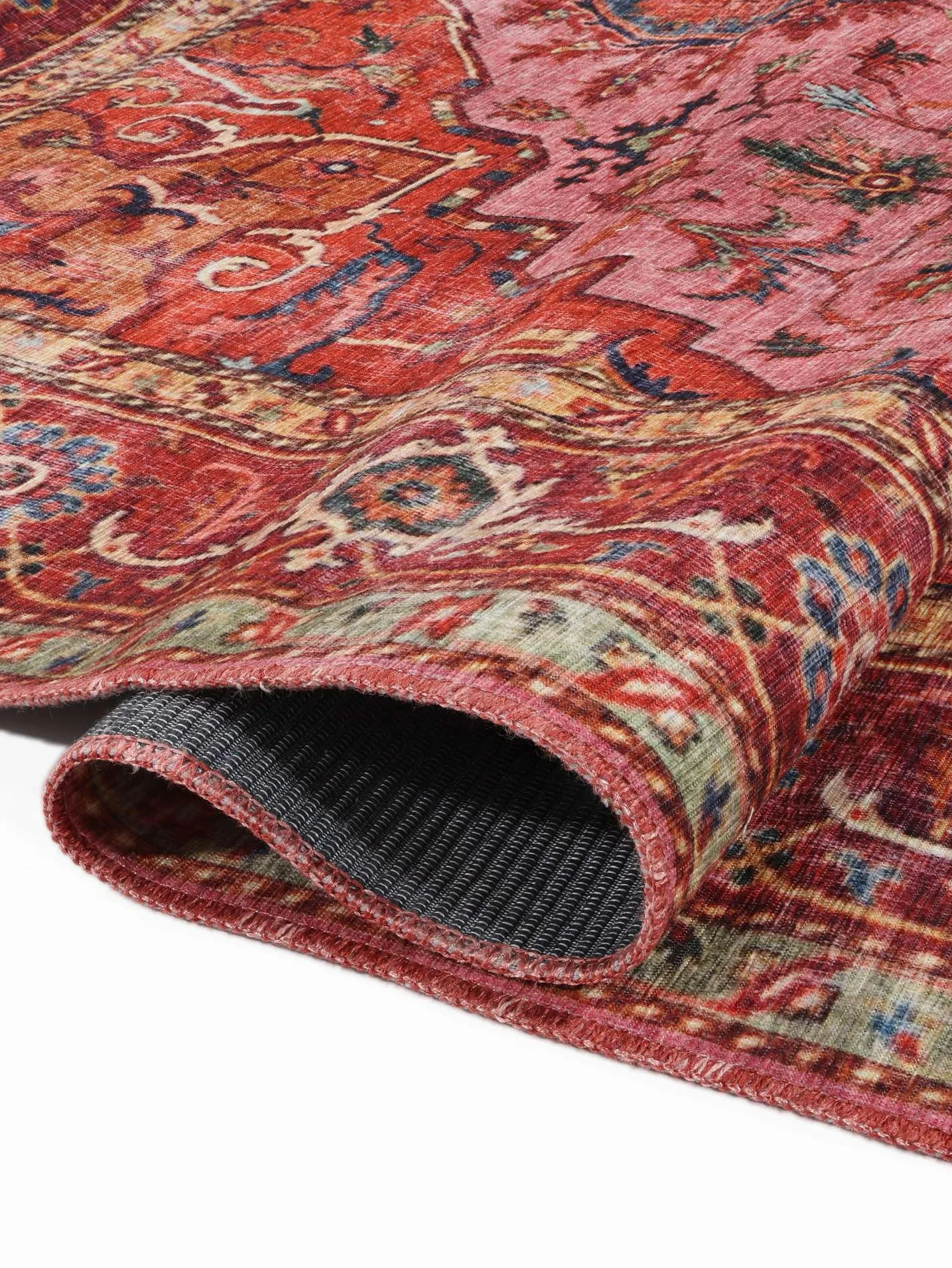 RugVista Georgia Oriental, Tappeto, Orientali, 160 x 230 cm, Rettangolare, Pelo corto, Soggiorno, Camera da letto, Cucina, Lavabile in lavatrice, Rosso/Rosa