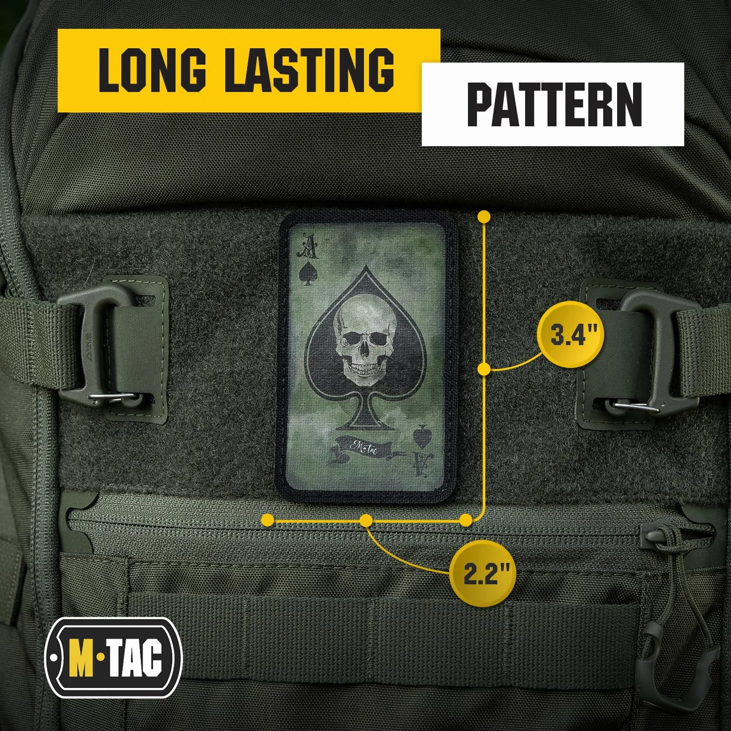 M-Tac Ace of Spades Death Card Tactical Morale Patch Army Combat Hook Fasteners Stampa (Olive/Nero)