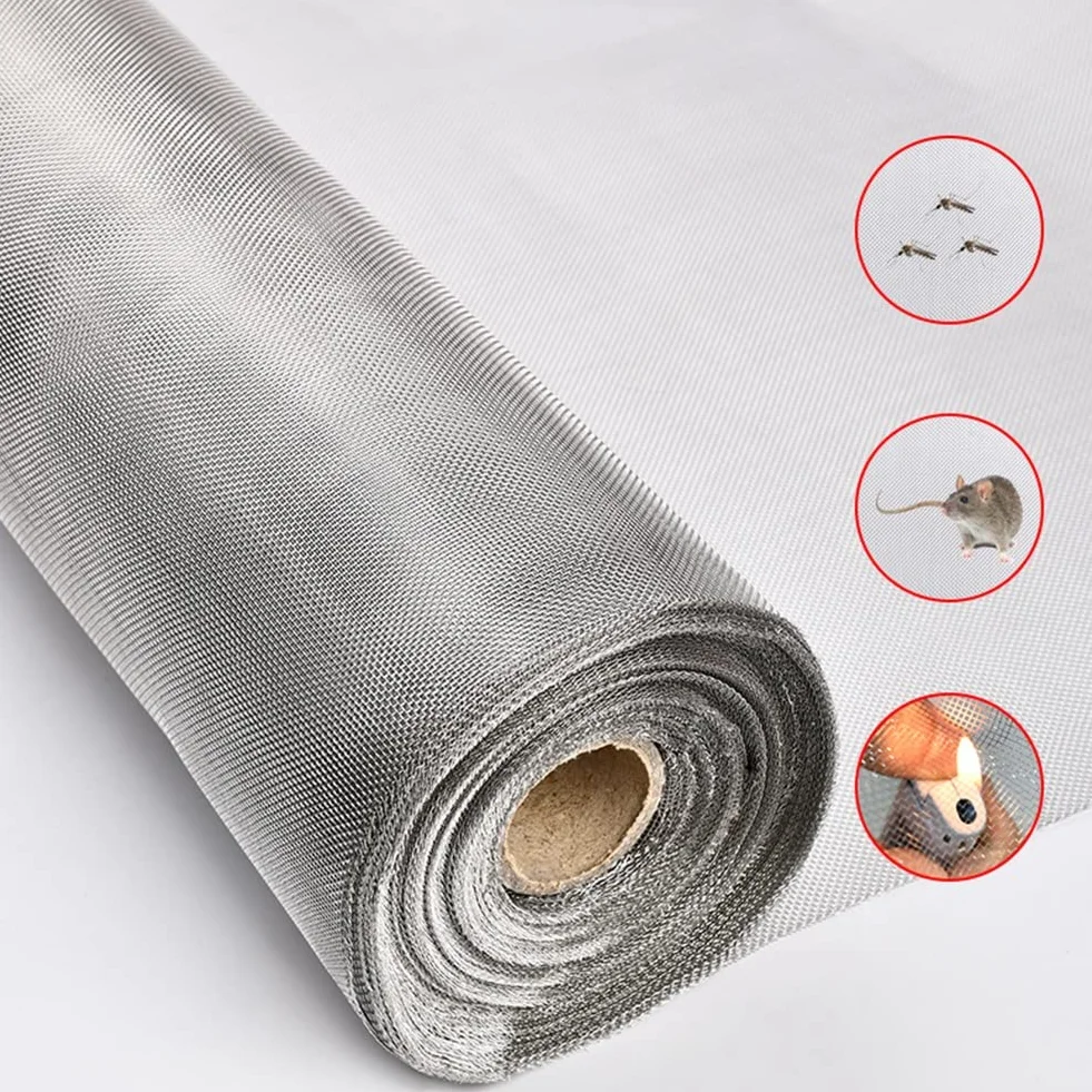 Rete in Acciaio Inossidabile 304-40 Maglie Foro 0,5 Mm Schermatura Finestra Resistente al Calore Argentato 1x3m