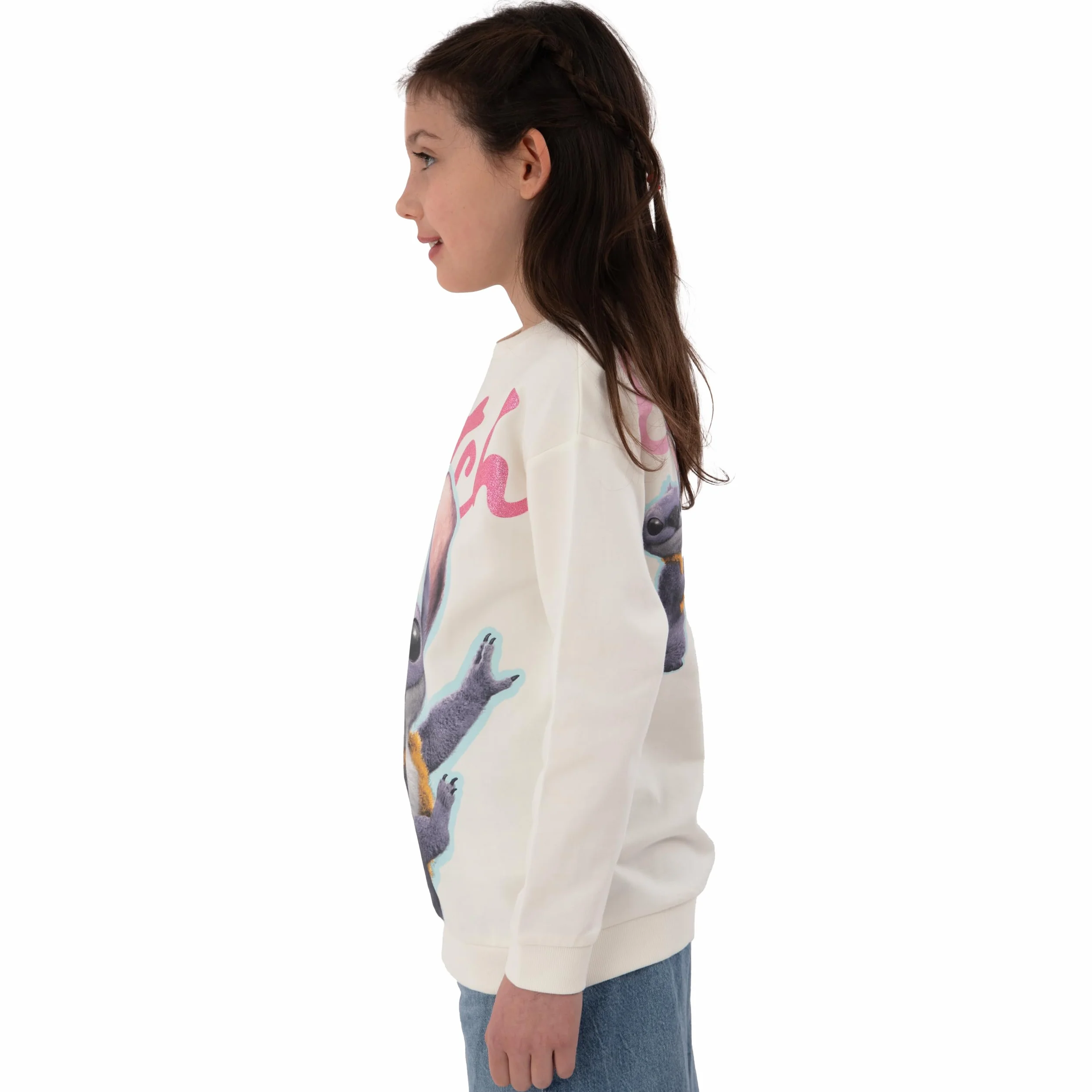 Disney Felpa Bambina Cotone Lilo E Stitch Manica Lunga Abbigliamento