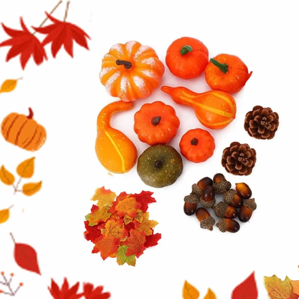 70 Pezzi Set Decorazioni Ringraziamento Zucca Raccolta Pigne Autunno Halloween