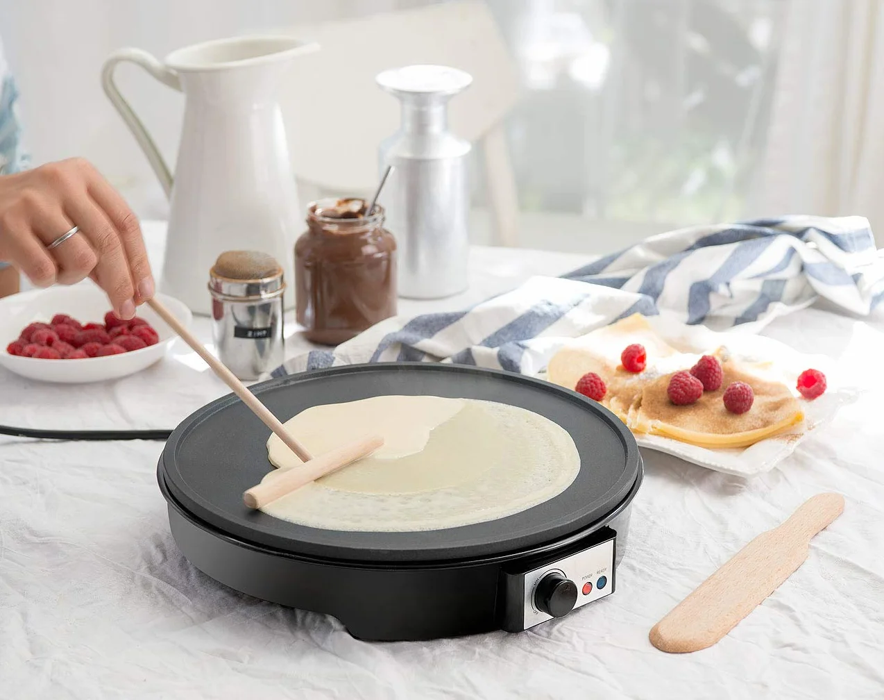 Rosenstein & Söhne Crepe Maker XL Elettrico con Regolatore di Temperatura e Rivestimento Antiaderente