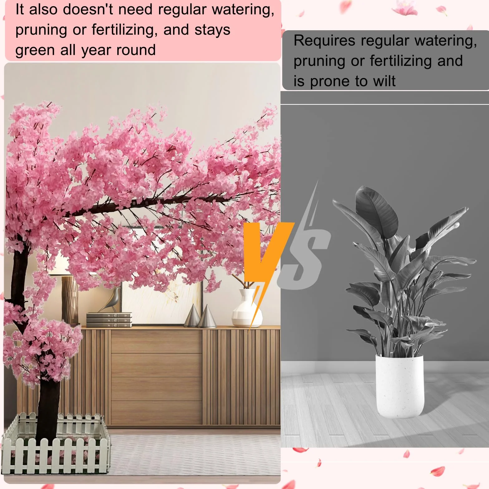 Albero Artificiale Fiori Ciliegio, Finto Fiore Sakura Con Led Lampada, Fatto A Mano Ciliegio Alberi per Casa Ufficio Interno Esterni Decorativo (Rosa, 70.9IN/180CM)