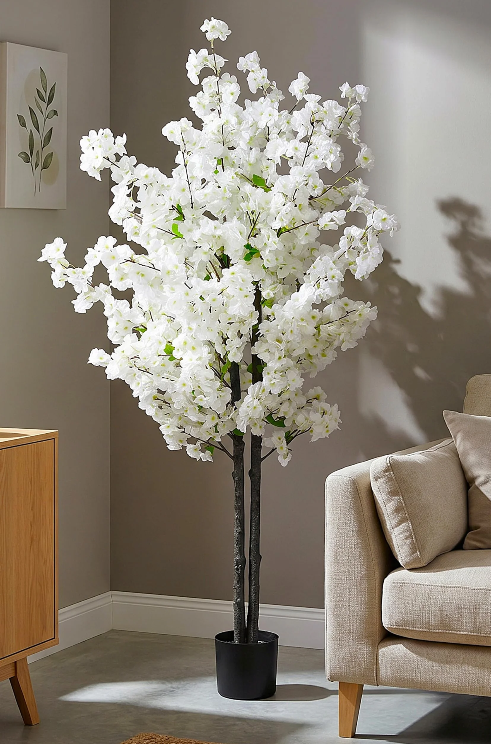 Albero di ciliegio artificiale Ciliegio Pianta artificiale Albero di ciliegio artificiale Pianta da interno (bianco 160 cm)