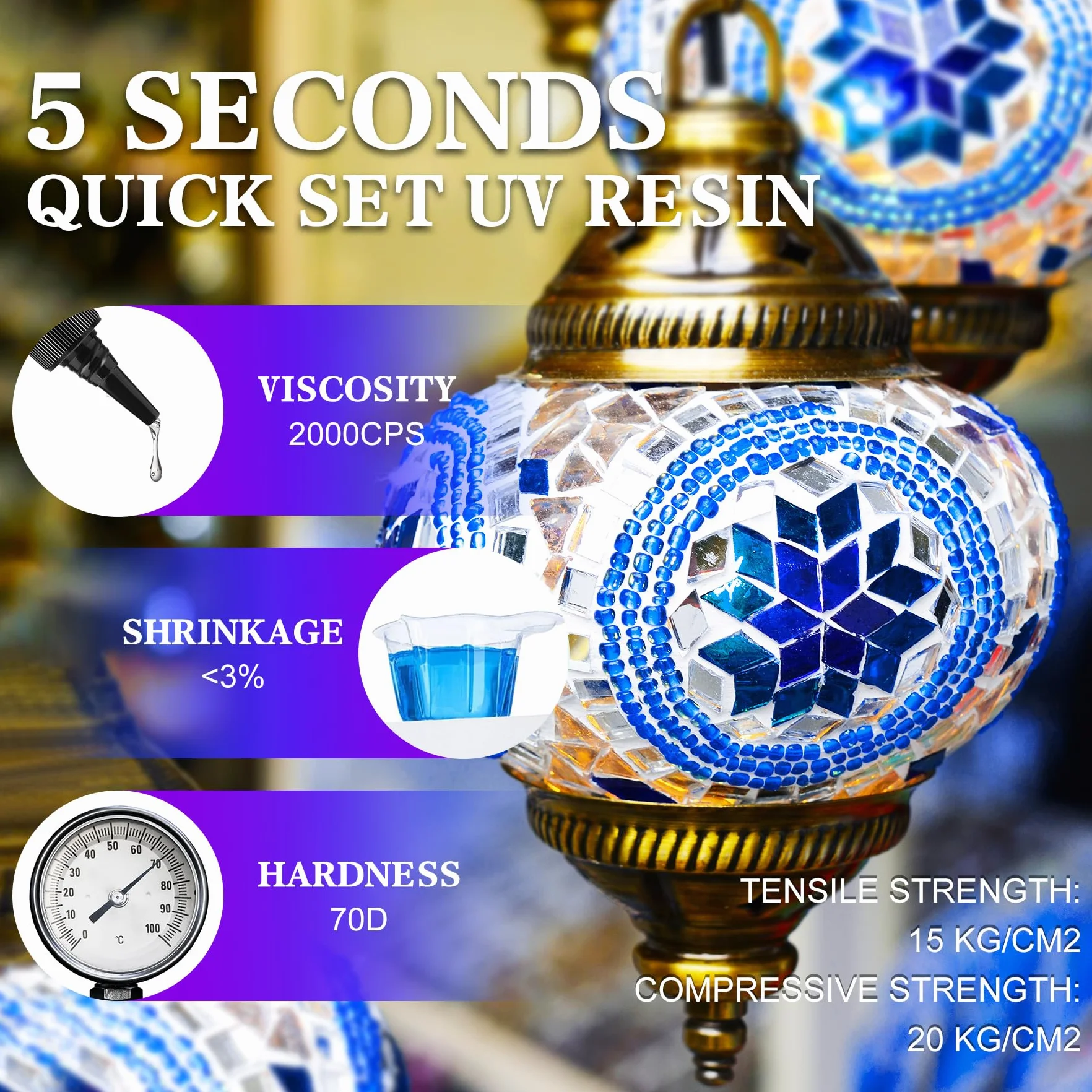 Kit Resina UV 60g con Luce 395nm - Colla UV Professionale per Gioielli, Riparazioni Plastica/Vetro - Polimerizzazione in Secondi, Adesione Forte Senza Bolle - Ideale per DIY e Lavorazioni Artigianali