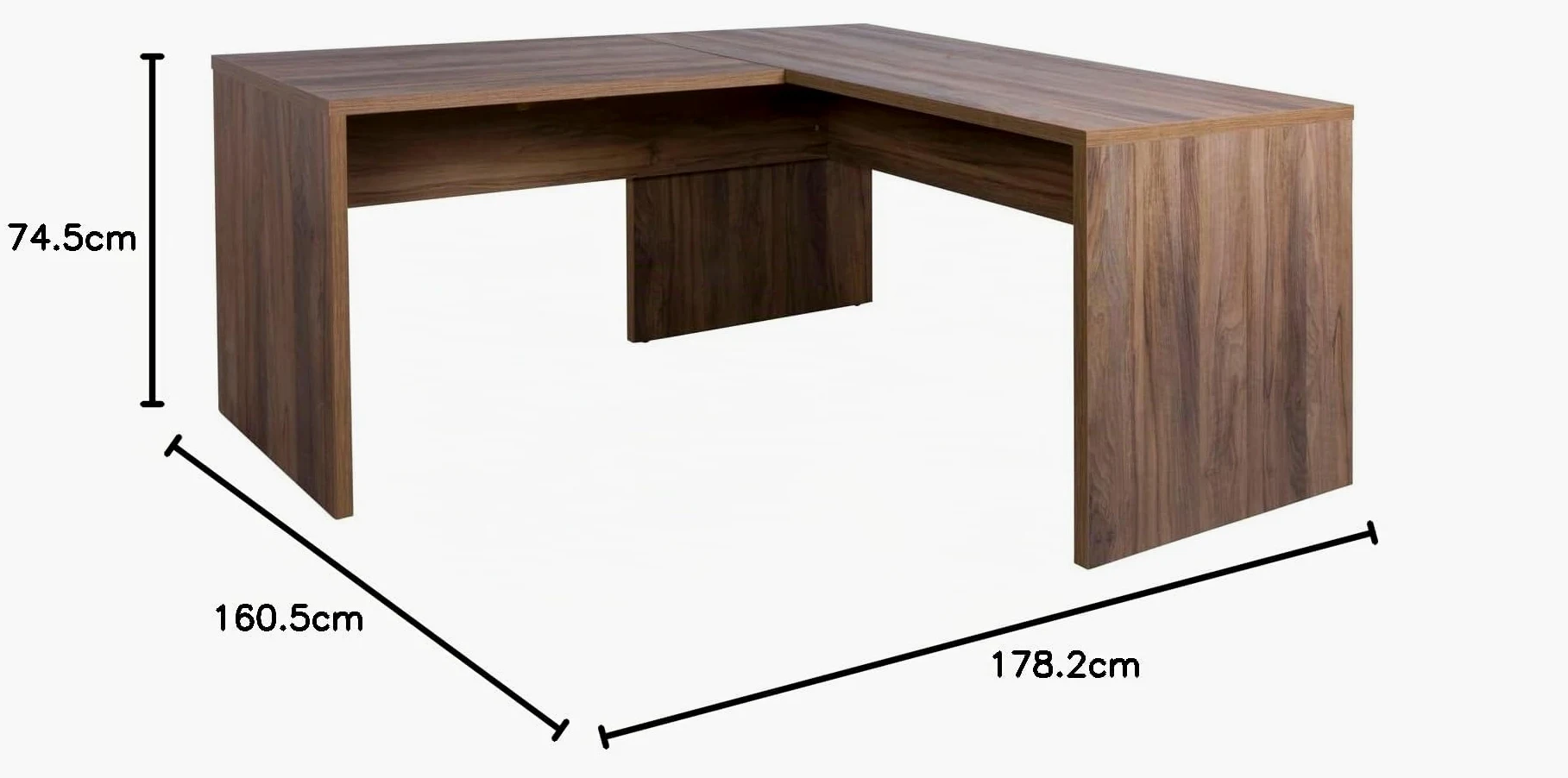Composad | Scrivania Angolare della Linea DAVINCI BRERA, Scrivania PC, Elegante e Spaziosa, con Modesty Panel, per Ufficio, (LxAxP) 178,20x74,50x160,50 cm, Colore Noce Brera, Made in Italy