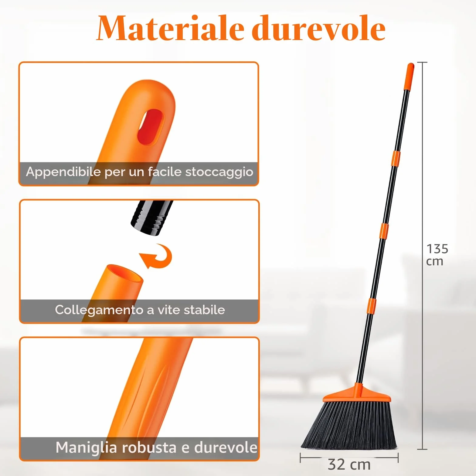 Lifewit Scopa da Esterno 135cm, Scopa Telescopica Regolabile per Giardino e Pavimenti