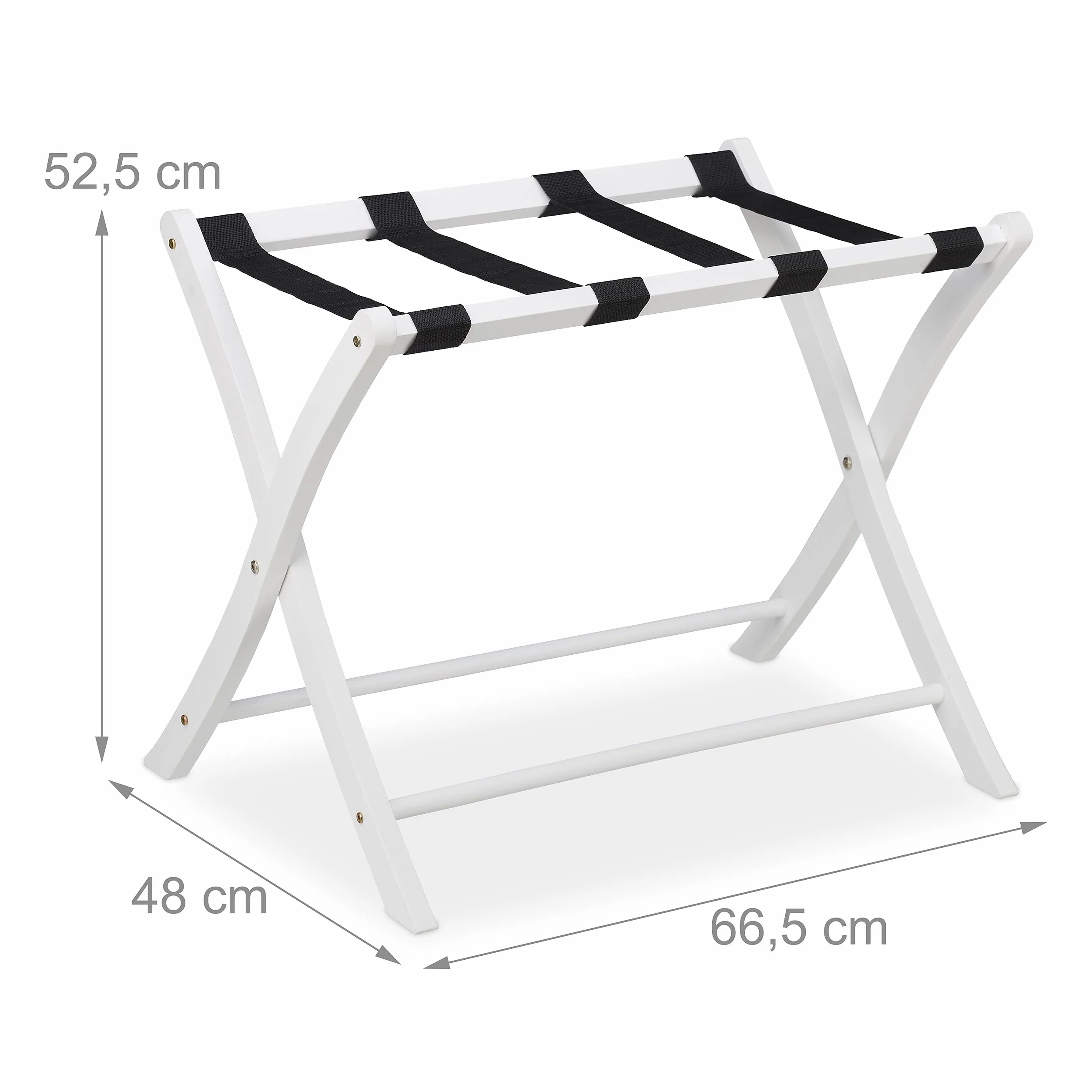 Relaxdays Portavaligie Pieghevole, Scaffale in Legno, Bianco, 52,5 x 66,5 x 48 cm