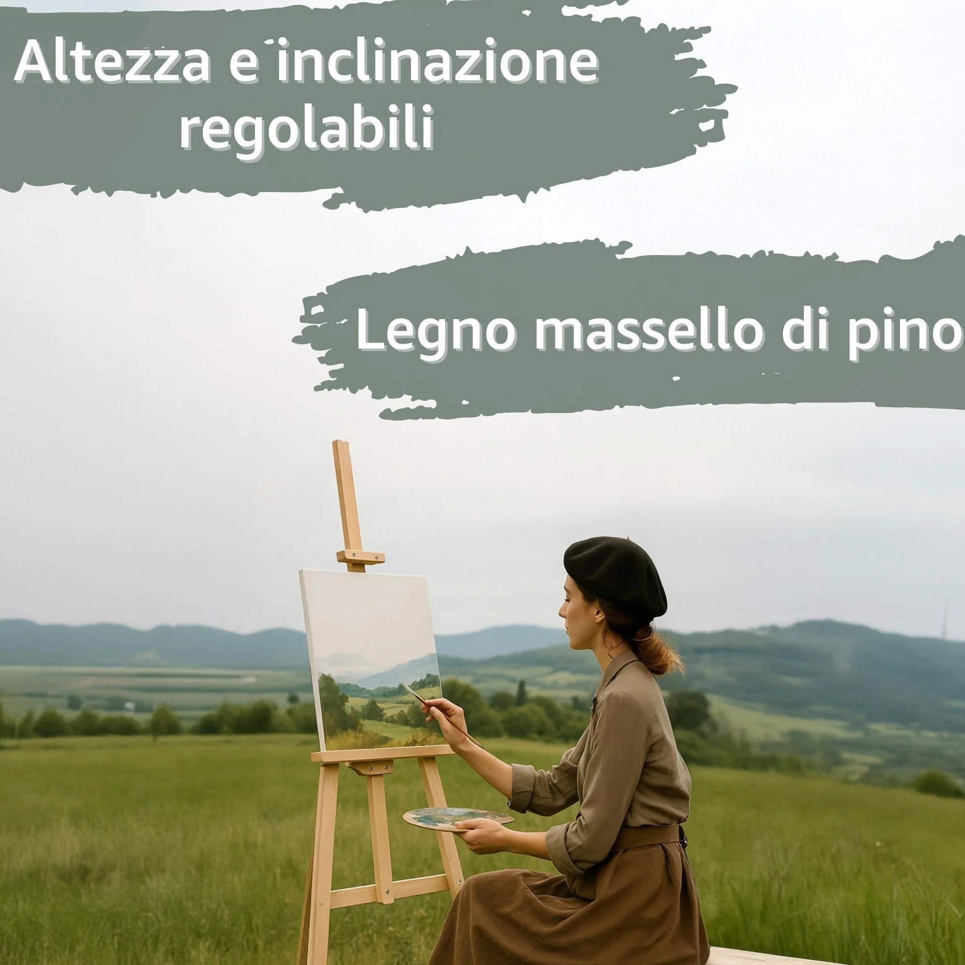 Cavalletto pittura in legno 175 cm pieghevole regolabile in altezza per artisti