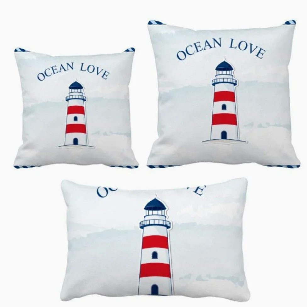 DIYthinker Faro Oceano Amore mare vela blu set cuscino cuscino cuscino cuscino cuscino decorazione casa divano regalo