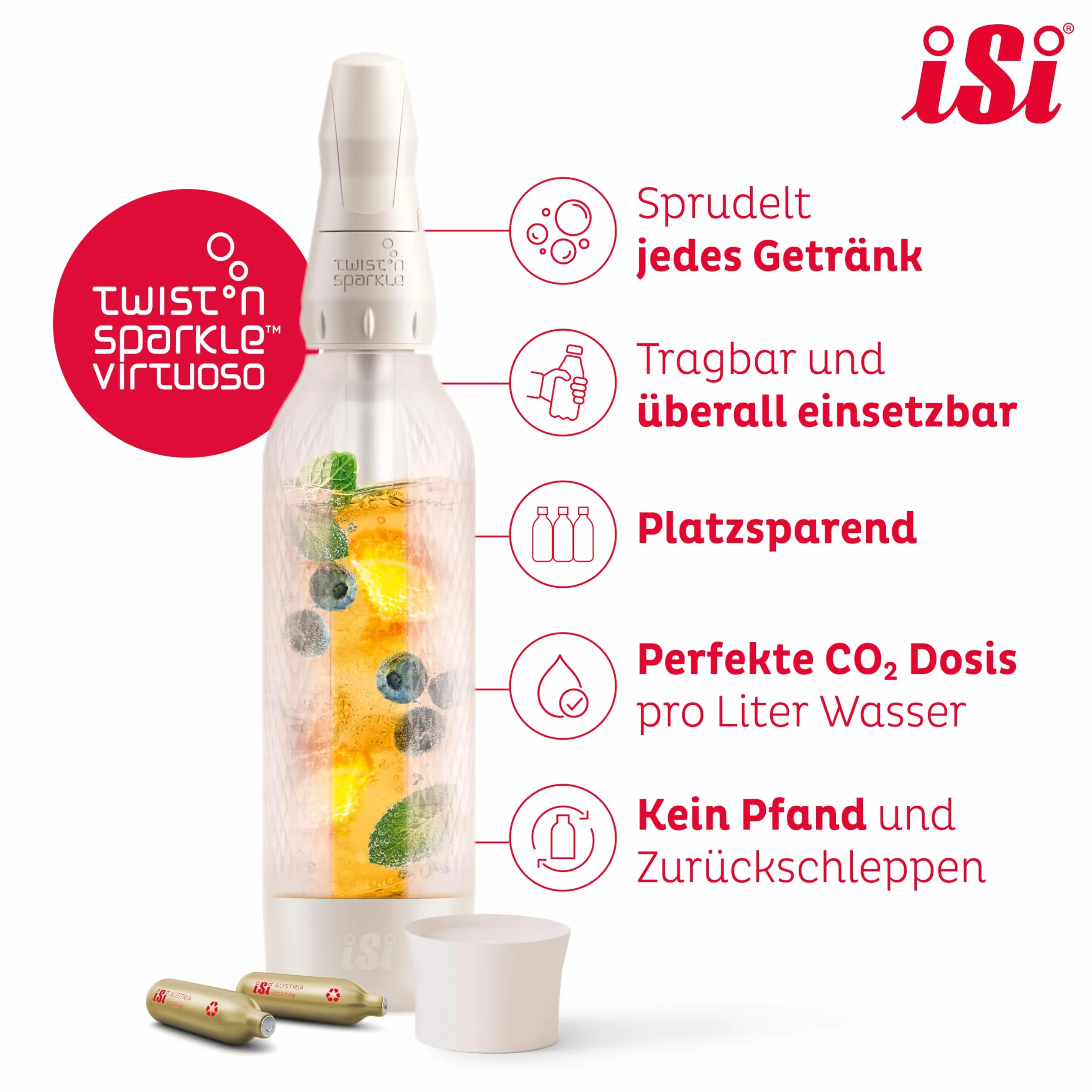 iSi Twist'n Sparkle Virtuoso Soda Maker 0,95 l Spruzzatore d'acqua frizzante