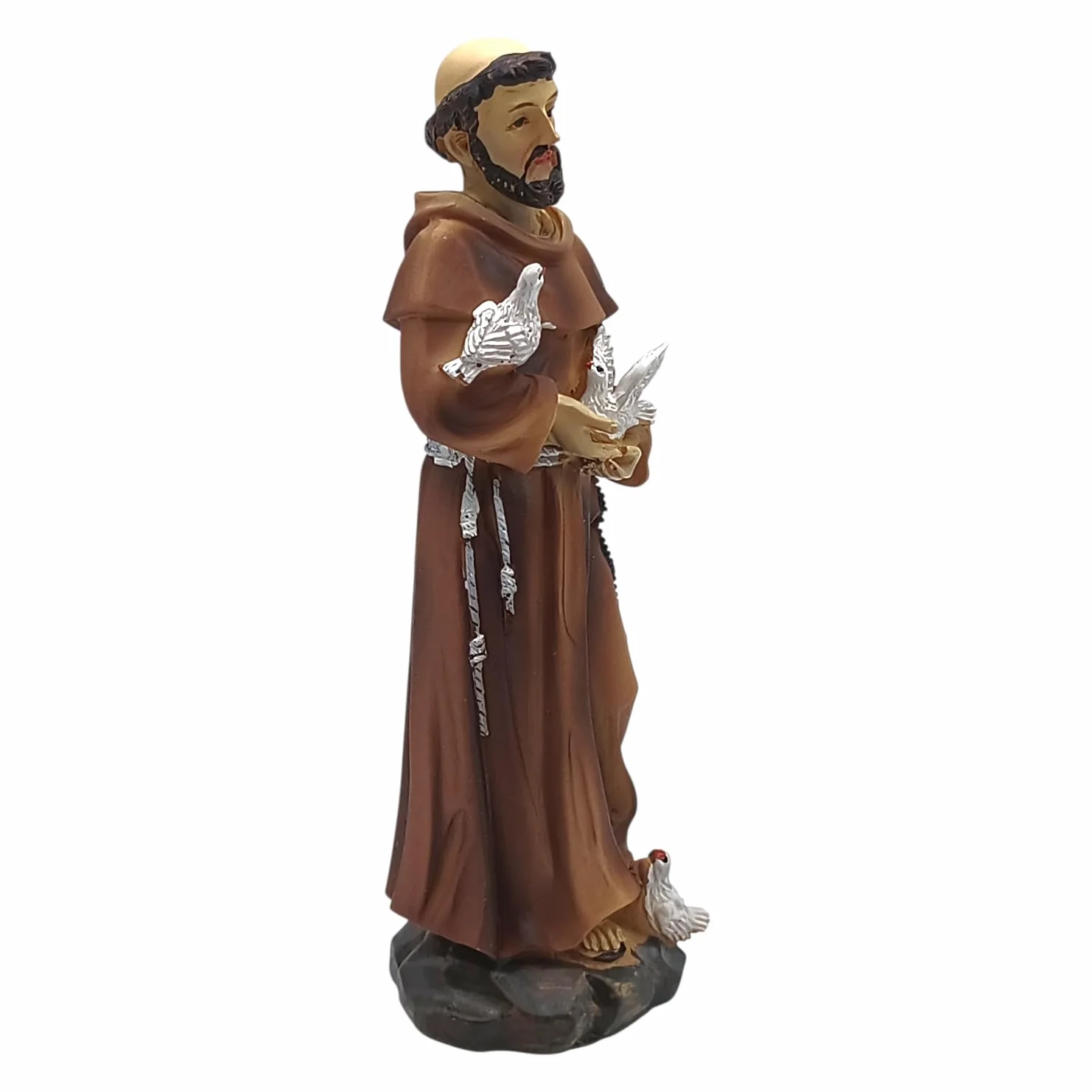 Statua San Francesco D'Assisi Resina 13 cm Decorata a Mano